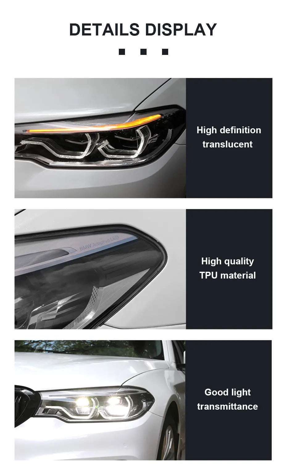 BLALION Photochromic Car Headlight Film TPU Anti Scratch Repairing HD Headlight Film Black/Purple Headlamp Protective Sticker