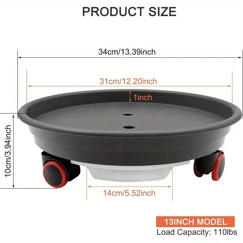 1pc Plant Caddy with Wheels 11.8" Plant Stand Heavy Duty Plant Dolly with Water Container