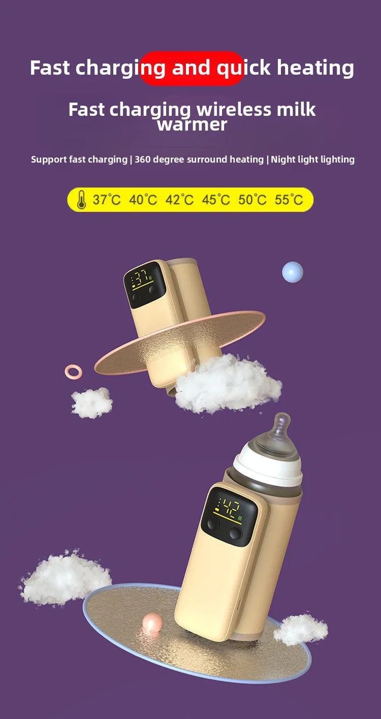 Wireless heating bottle thermos sleeve for winter hot milk and night milk artifact portable USB bottle warmer