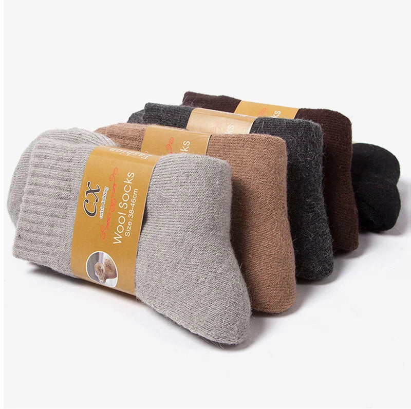 5 Pairs Of Winter Women's Warm Socks Solid Color Casual Extra Thick Warm Plush Socks High Quality Warm Wool Socks