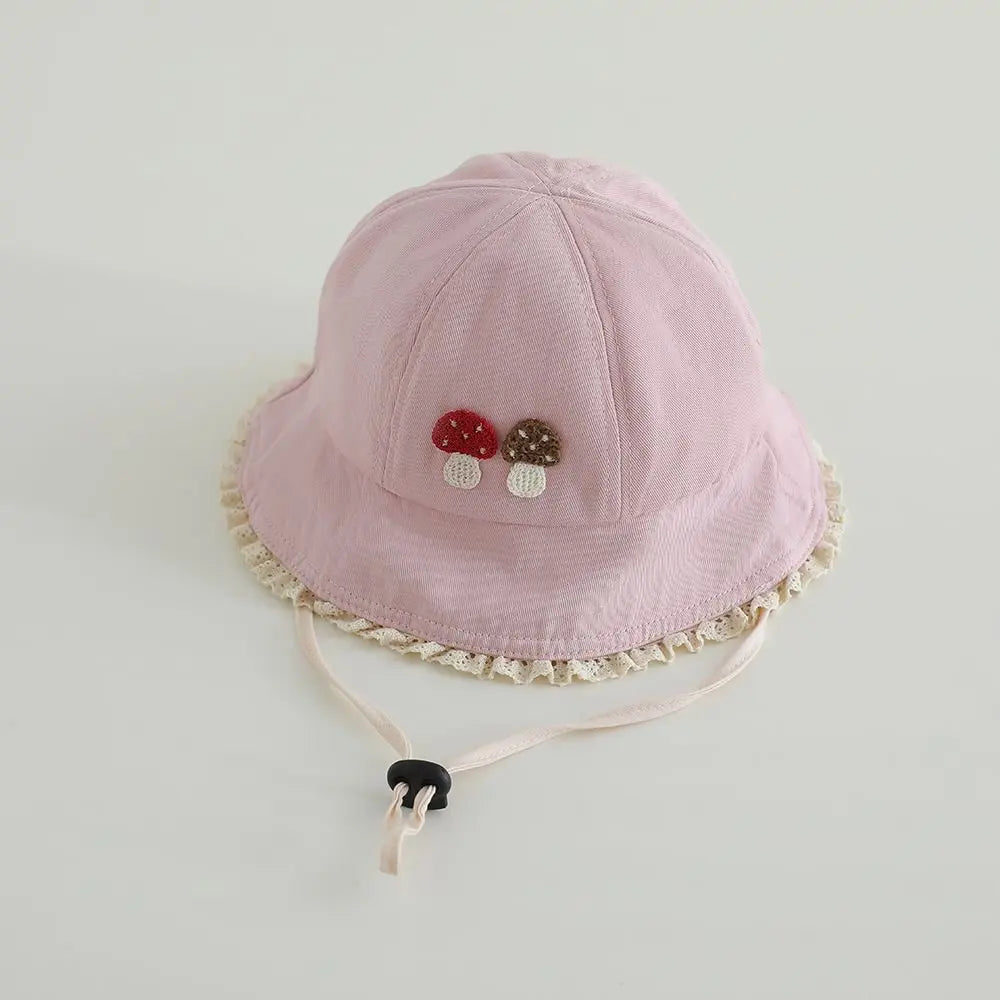 Panama Summer Small Mushroom Baby Bucket Hat for Girls Cotton Toddler Sun Cap Children Beach Sun Hat Kids UV Protection Cap