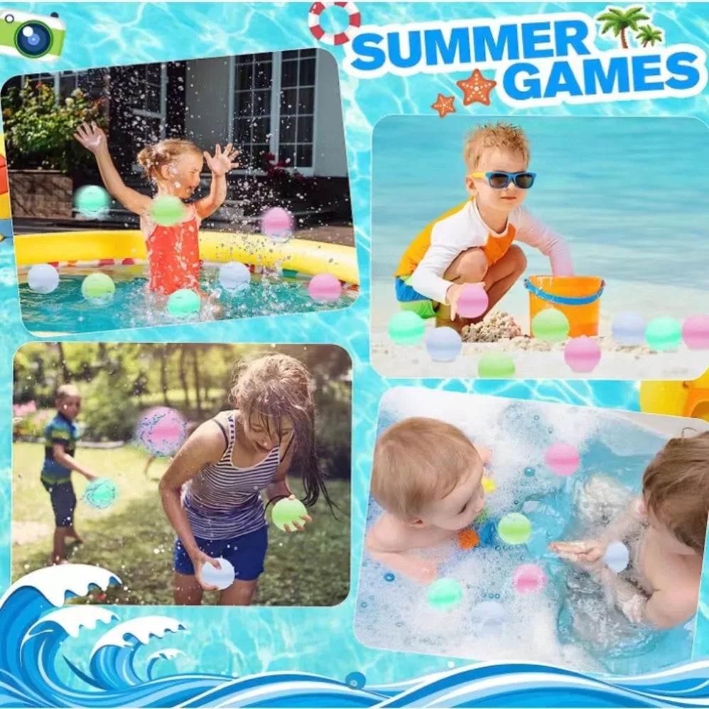 Swimming Pool Magnetic Reusable Water Balloons Refillable Water Balloon Quick Fill Self Sealing Water Bomb Splash Balls for Kids