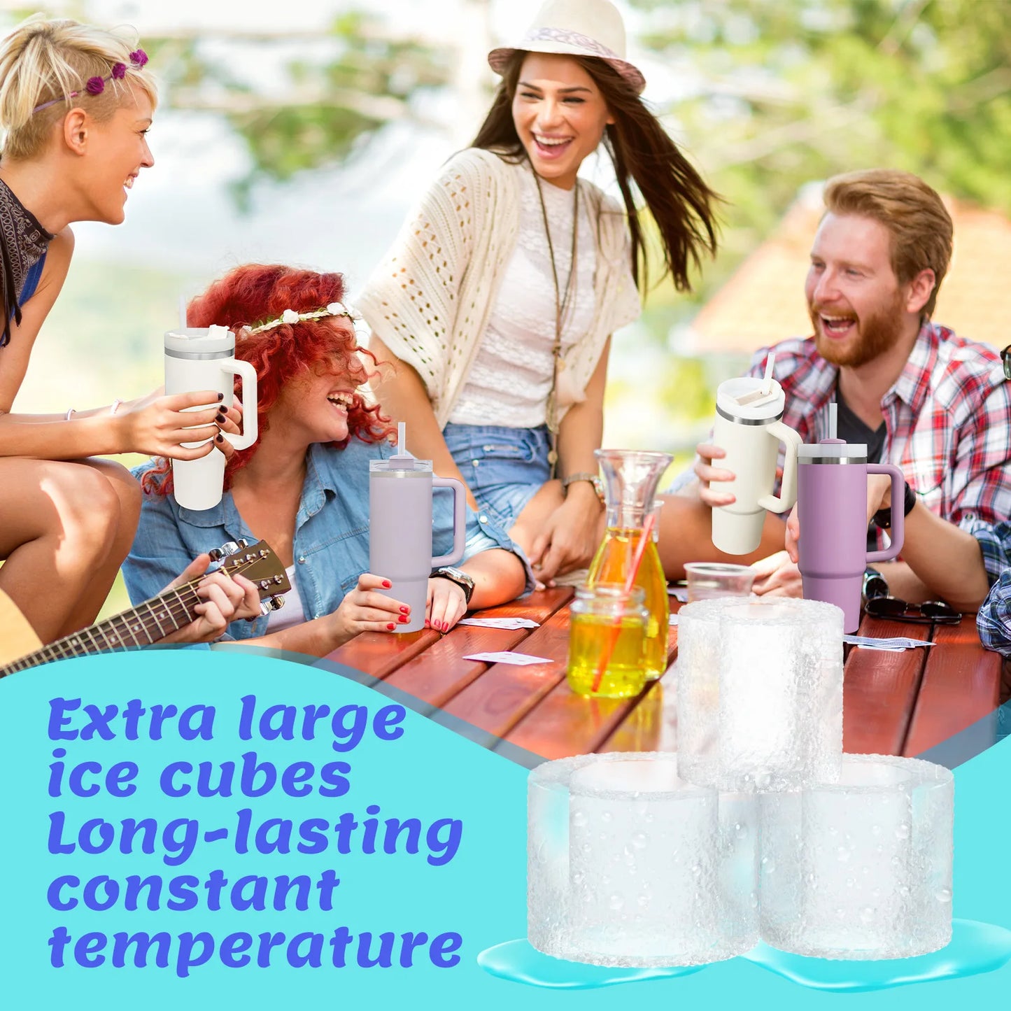 Ice Trays for Stanley tumblers Silicone Ice Cube Mold for Water Cup Non Stick Summer Ice Molds Easy Demoulding Soft Ice Cube