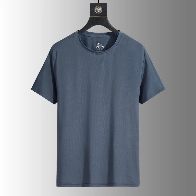 NASA GISS Bull Running Capacity Round Neck Mesh Ice Silk Short Sleeve T-shirt for Men's Summer Thin Loose Sports Quick Drying Br