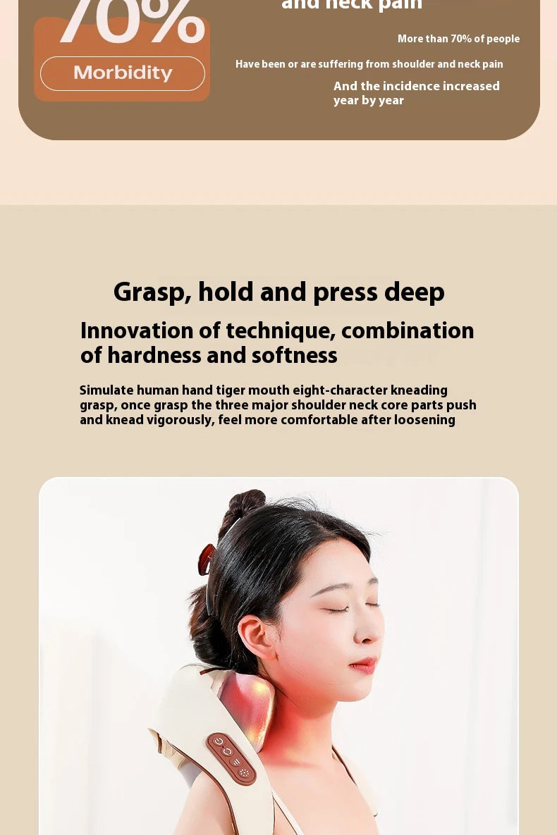 Neck and Shoulder Massager Wireless Shoulder and Back Kneading Massage Shawl Trapezius Neck Cervical Masajeador