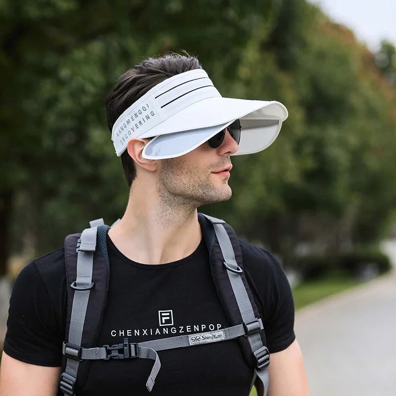 1PC Men's Summer Outdoor Sports Foldable Sunshade Hat No Top Sweat Absorbing Sunshade Hat