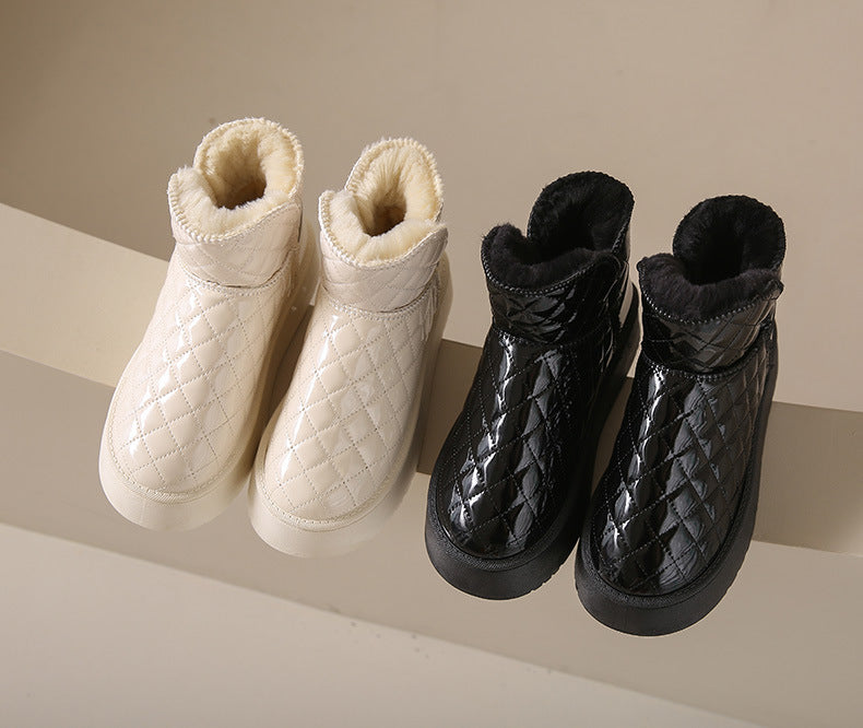 Women Snow Boots Warm Plush Slip-on Solid Fashion Female Ankle Boot Ladies Winter Comfortable Shoes