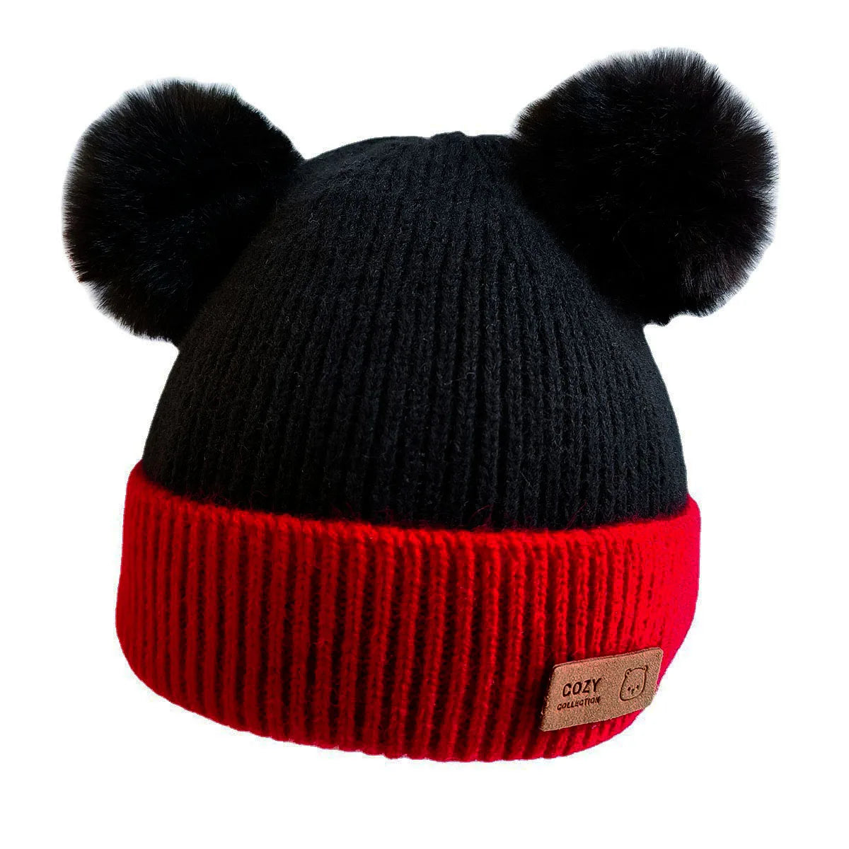 Cozy Winter Baby Hat Soft Cartoon Mouse Head Hat for Girls Boys Pom Pom Ball Hat for Kids Outdoor Warm Newborn Cap Infant Hats