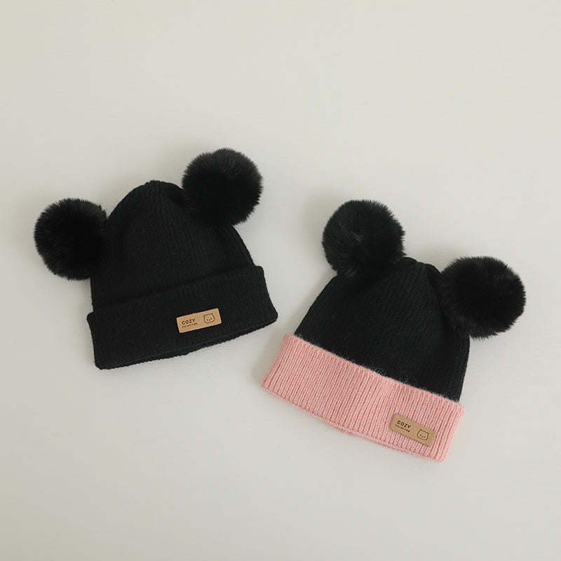 Cozy Winter Baby Hat Soft Cartoon Mouse Head Hat for Girls Boys Pom Pom Ball Hat for Kids Outdoor Warm Newborn Cap Infant Hats