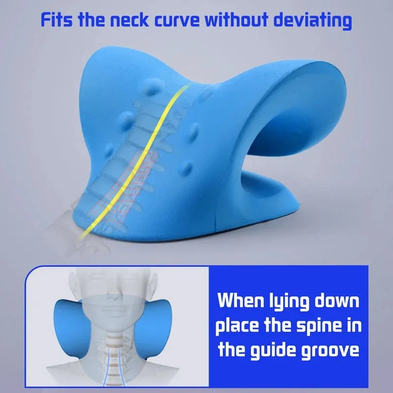 Neck Massage Pillow Neck Shoulder Cervical Chiropractic Traction Device Massage Pillow for Pain Relief Spine Correction