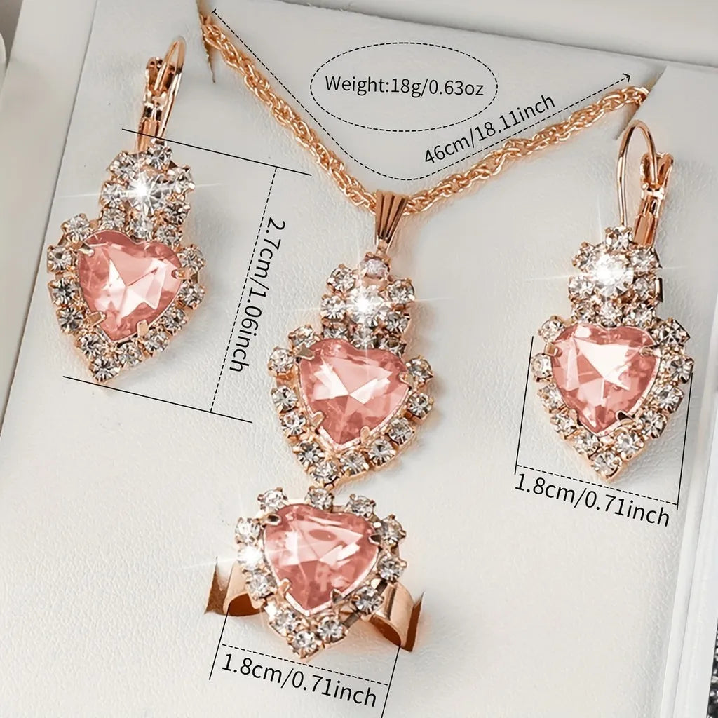Kegllect 5PCS Women Quartz Watch Set for Gift Heart Shaped Rhinestone Accessories Mother Her