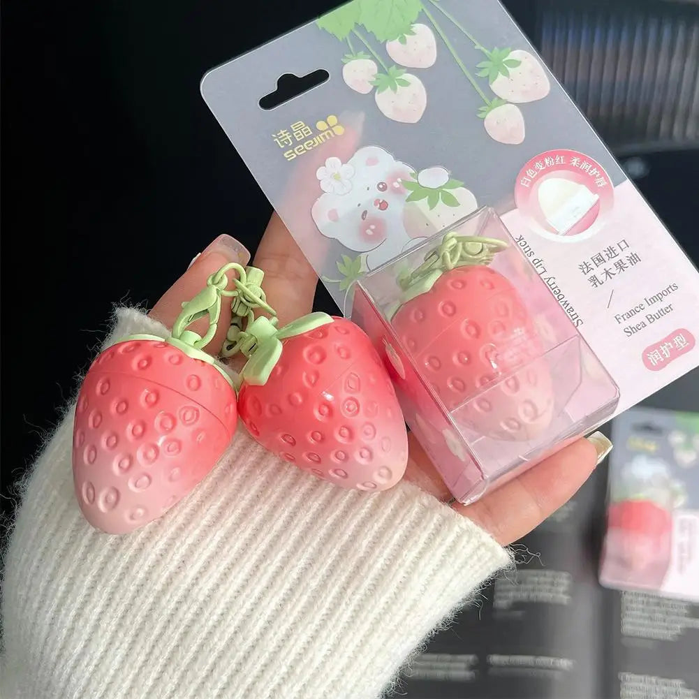 Mini Strawberry Warm Change Lip Balm Moisturizing Anti-dry Easy To Carry Anti-cracking Lipstick Colored Lip Gloss Makeup