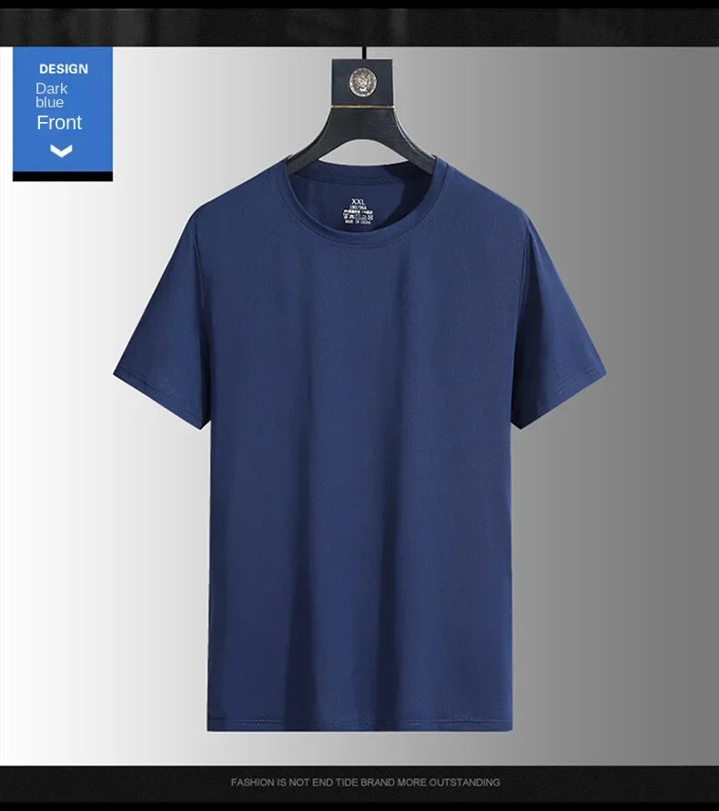 NASA GISS Bull Running Capacity Round Neck Mesh Ice Silk Short Sleeve T-shirt for Men's Summer Thin Loose Sports Quick Drying Br