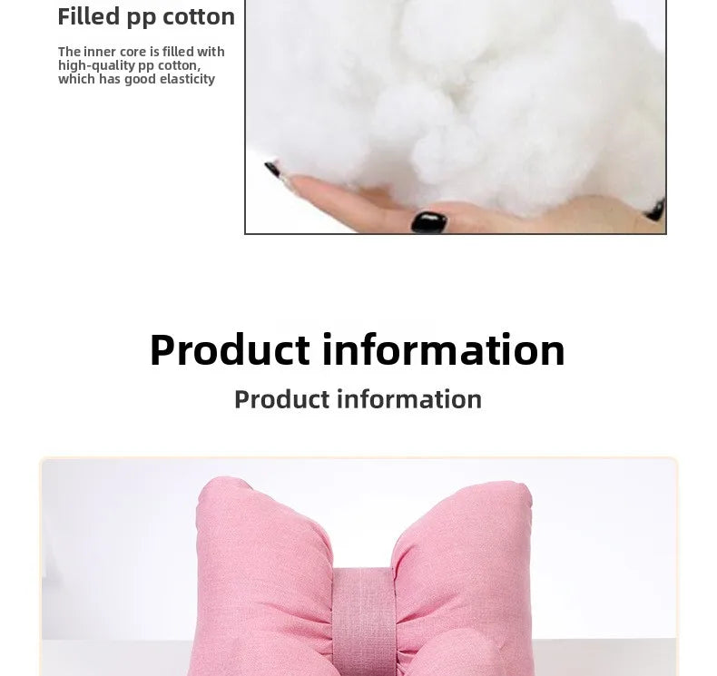 Fashion car headrest with bows cotton and linen pillow suitable for plaid's road trips and cute interior decorations