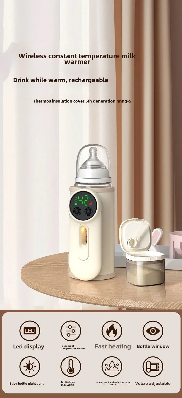 bottle insulation cover neutral constant temperature warm milk cover wireless heating portable battery storage milk warmer