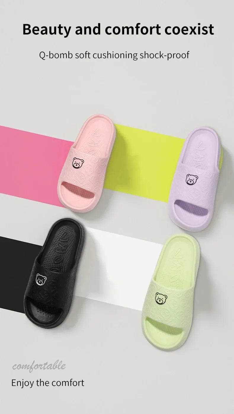 Summer Unisex Couple Cartoon Slippers Men Women Non-Slip Slides Parent-Children Outdoor Indoor Shoes Thick Bottom Sandals