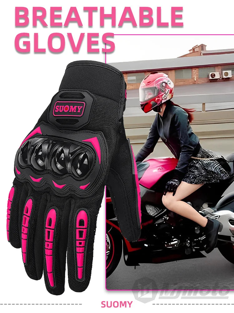 Suomy Lady Pink Motorcycle Gloves Summer Women Breathable Motocross Racing Gloves Motorbike Bicycle Cycling Moto Gloves Female