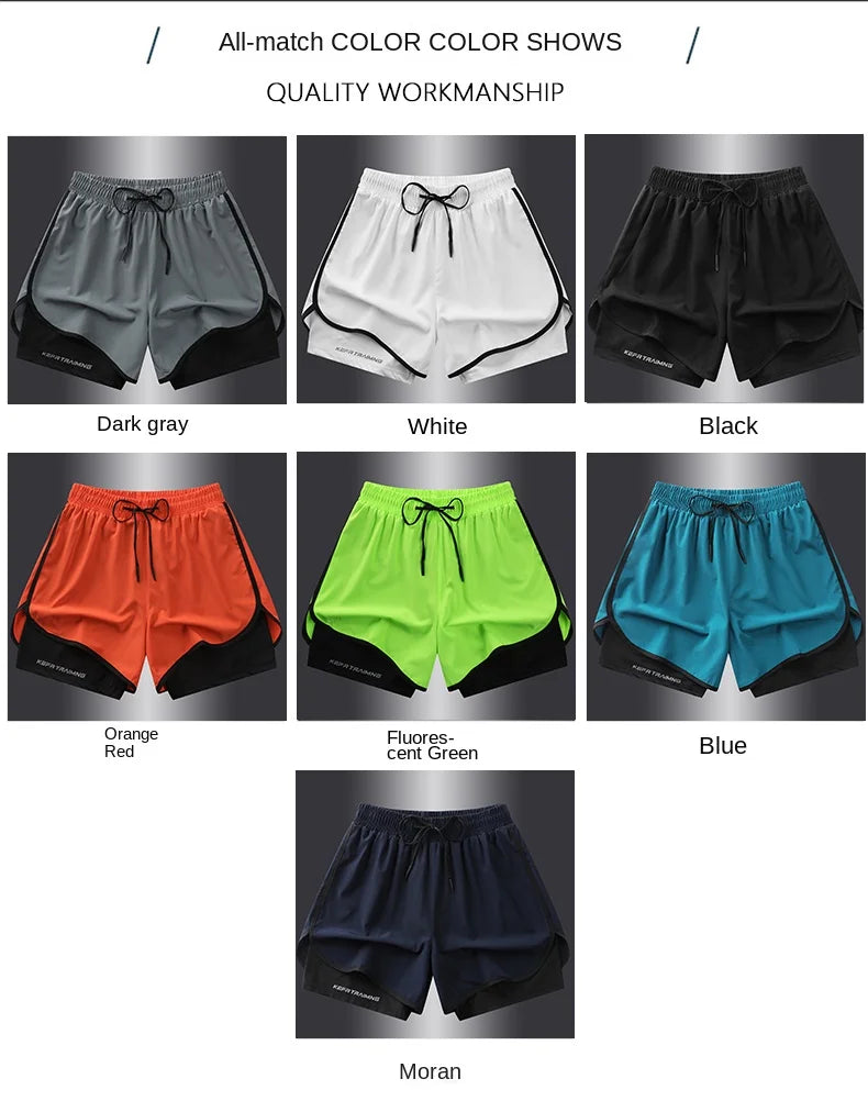 【 S-5XL 】 NASA GISS Sports Three Piece Pants Summer Popular Anti glare Double layered Sports Shorts for Men and Women Couples Ru