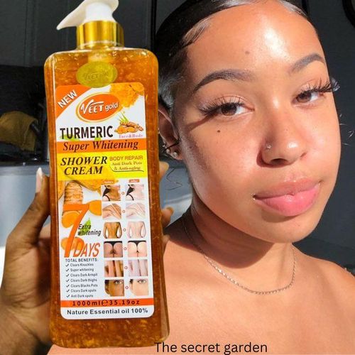 Veet Gold Turmeric Super Whitening Shower Gel – 1,000 ml Brightening Body Wash for Dark Spots & Even Skin Tone