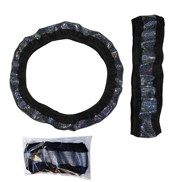 Crystal Steering Antislip Cover, General Steering Wheel Cover, Colorful Gilded car Steering Wheel Cover for Vehicles