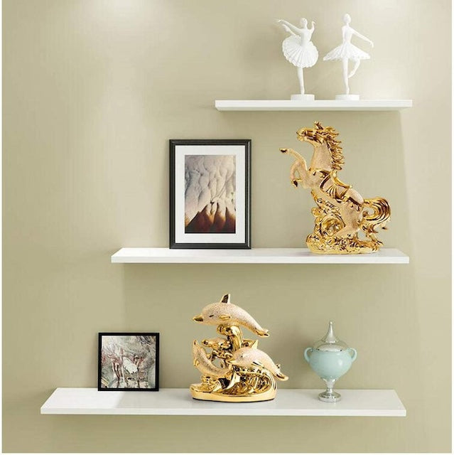 Gold Dolphine Decor, Gold-Plated Dolphin Bay Sculpture Crafts, Luxury Realistic Dolphin Decoration, Living Room Decor