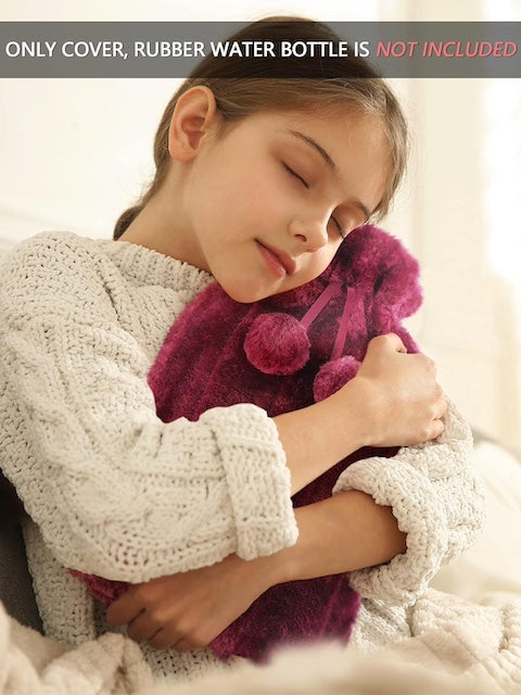 Hot Water Bottles With Faux Fleece Cover, Soft Flannelette Hot Water Bottle Cover for Neck Shoulder Pain Relief