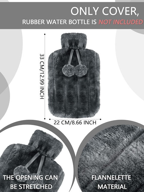 Hot Water Bottles With Faux Fleece Cover, Soft Flannelette Hot Water Bottle Cover for Neck Shoulder Pain Relief