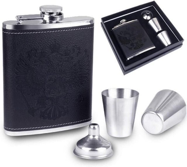 Hip whisky bottle, 7 oz Wine Glass Whiskey Bottle, Whiskey Flask With 2 Tot Cups, Pocket Portable Stainless Steel Wine Bottle