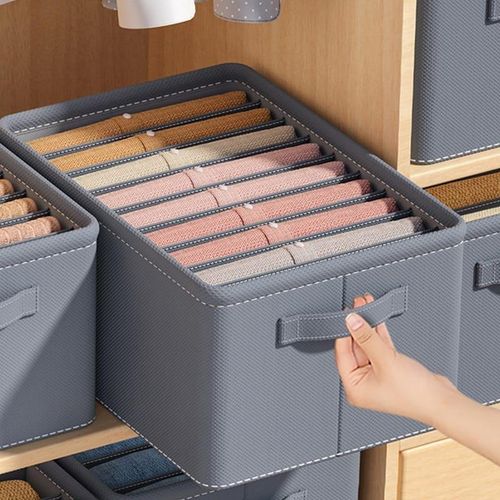 7-Grid Thickened Clothes Organizer ā Foldable Wardrobe Storage Box for Jeans, Pants & Closet Organization