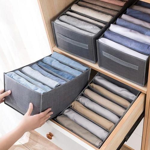 7-Grid Thickened Clothes Organizer ā Foldable Wardrobe Storage Box for Jeans, Pants & Closet Organization