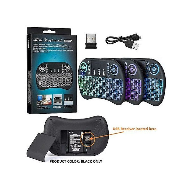 Wireless Bluetooth Keyboard Mouse Pad, Mini Wireless Keyboard with Touch-pad Mouse, Back Light for Android Box, Smart TV