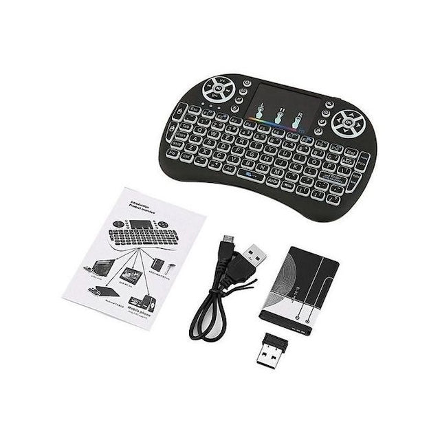 Wireless Bluetooth Keyboard Mouse Pad, Mini Wireless Keyboard with Touch-pad Mouse, Back Light for Android Box, Smart TV