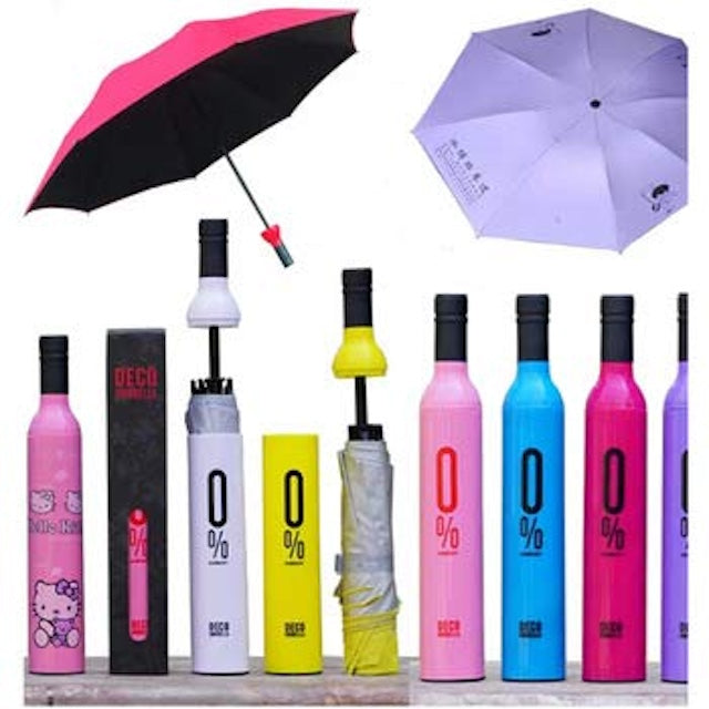New Bottle Umbrella, Portable Wine Bottle Umbrella with Plastic Case, Unisex Epic Bottle Umbrella - Windproof, UV and Rain Protection