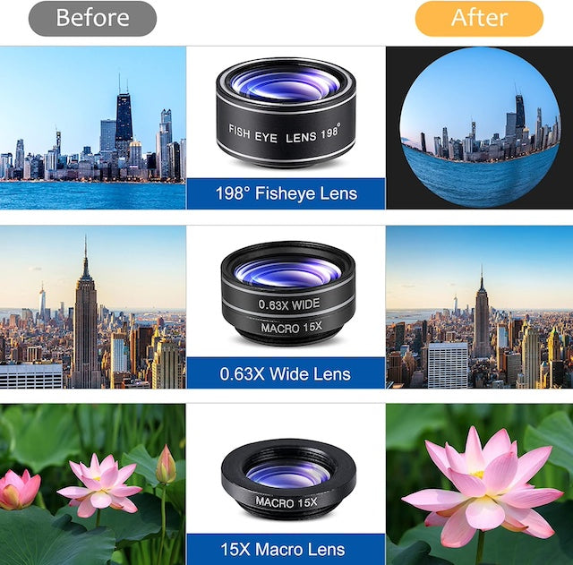 Phone Telescope, Camera Lens Telescope for Phones, Wide Angle Lens and Macro Lens, Fisheye Lens Phone Telescope - Compatible with Most Phones