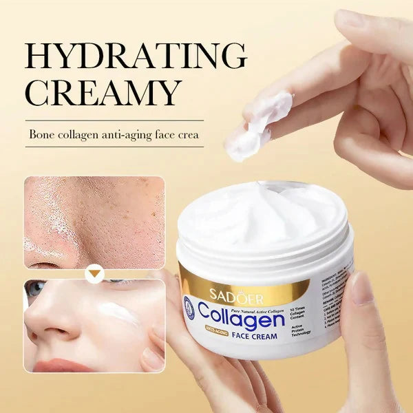 Sadoer Collagen Whitening Face Cream – Hydrating, Anti-Aging & Skin Brightening Moisturizer (Organic, 50g)