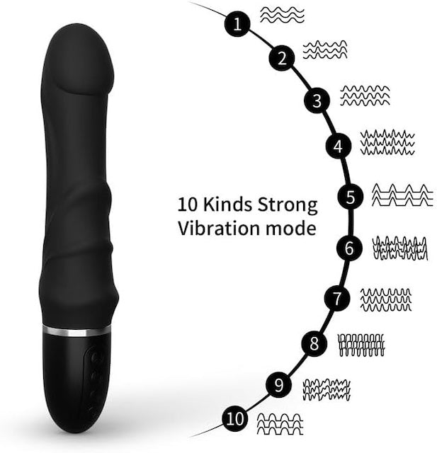 Seven Inch Dildo Vibrator, 10 Vibrating Modes, Has Veins to Enhance Stimulation, Adult Toy Silicone Dildo Sex Toy
