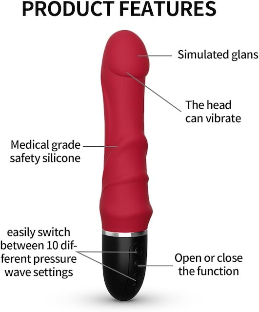 Seven Inch Dildo Vibrator, 10 Vibrating Modes, Has Veins to Enhance Stimulation, Adult Toy Silicone Dildo Sex Toy