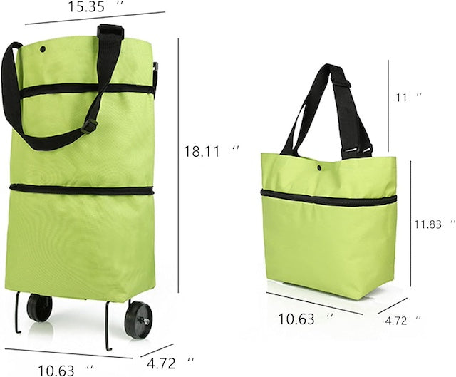 Foldable Shopping Carts for Groceries with Wheels, Waterproof Large Folding Expandable Shopping Bag, Collapsible Washable Cart Grocery Bags