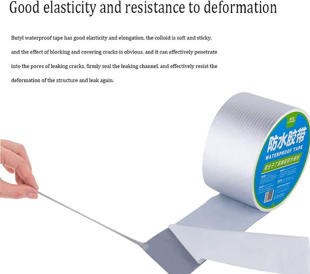 Super Waterproof Wall Crack Tape, Roof Tape Aluminium Foil Tape, Good Elasticity, Resistance to Deformation, Temperature Resistance, for Roof Leak, Surface Crack, Window Sill Gap