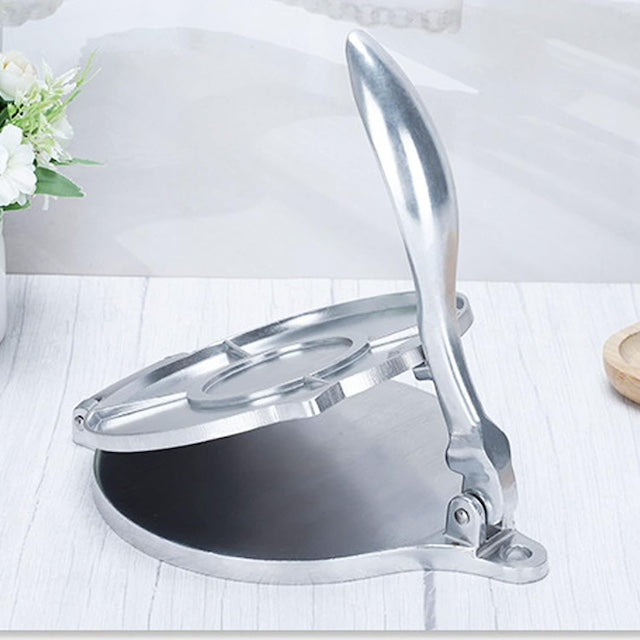 Tortilla Maker Press Heavy Aluminium Meat Press Dough Press Foldable Gadgets Bakeware Kitchen Accessories Pie Tools - Silver