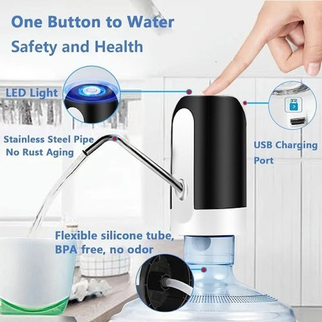 High Performance Electric Water Pump, Portable Rechargable Electric Automatic Water Dispenser Pump (Black and White)