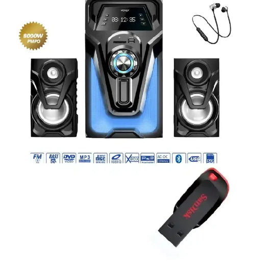 2.1 woofer system plus Free Bluetooth earphones and free 8gb SanDisk flash