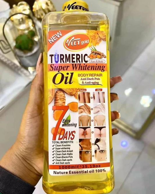 Turmeric Brightening Body Oil – 1000ml Super Glow Formula for Dark Spots, Anti-Aging & Smooth Skin