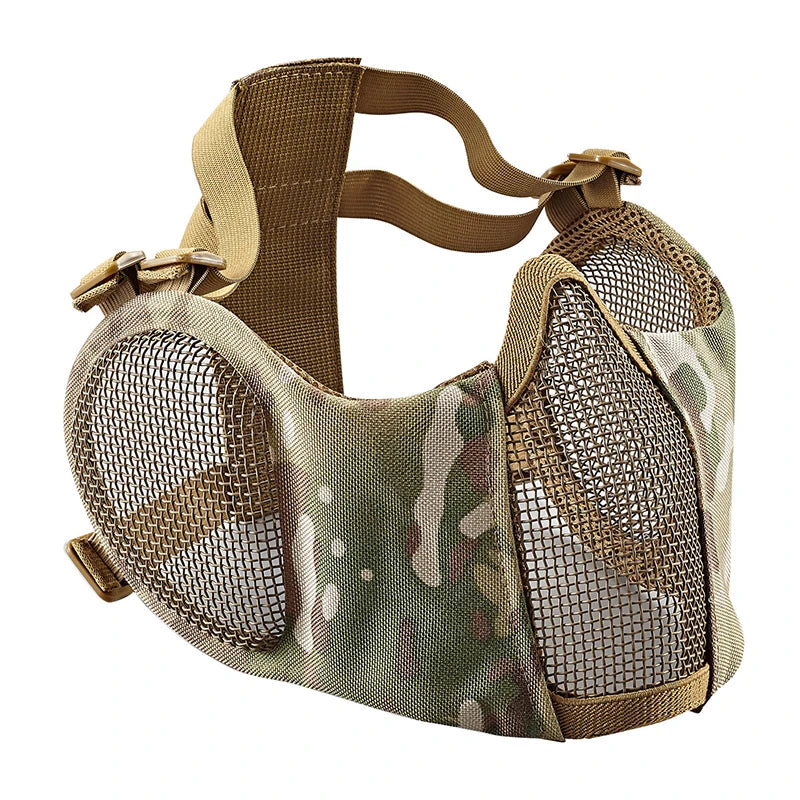 Tactical Airsoft Masks Metal Steel Net Mesh Protect Ears Mask Field Hunting Outdoor War Games Tactical Shooting Paintball Mask