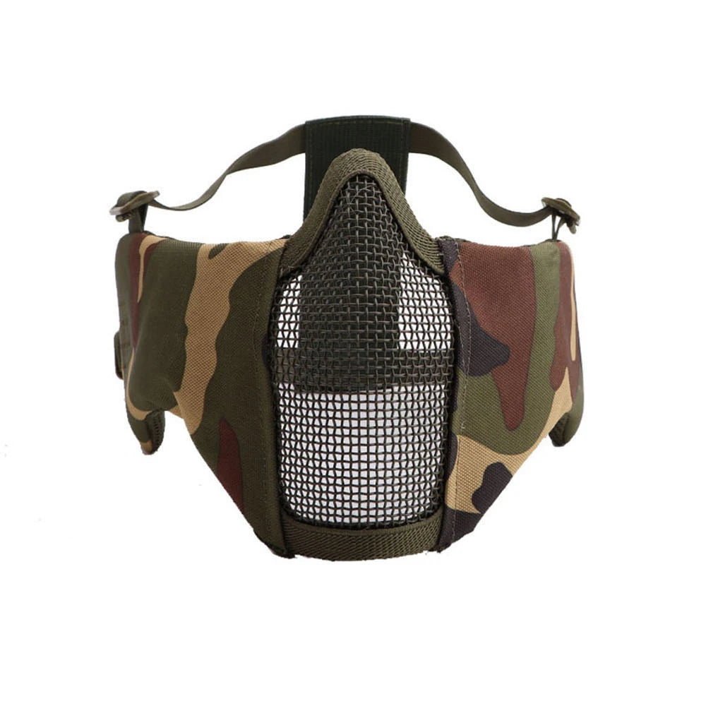 Airsoft Face Mask With Ear Mesh Face Breathable Mouth Mask Tactical Paintball Softair Protective Mask Shooting Hunting Equipment