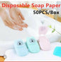 Mini Portable Disposable Paper Soap Flakes, Water Soluble Hand Washing Bath Scented Paper Soap for Outdoor, Camping, Hiking , 50 Pieces Per Box