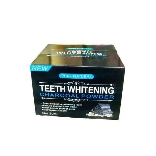 NEW PURE NATURAL TEETH WHITENING CHARCOAL POWDER-60 ml