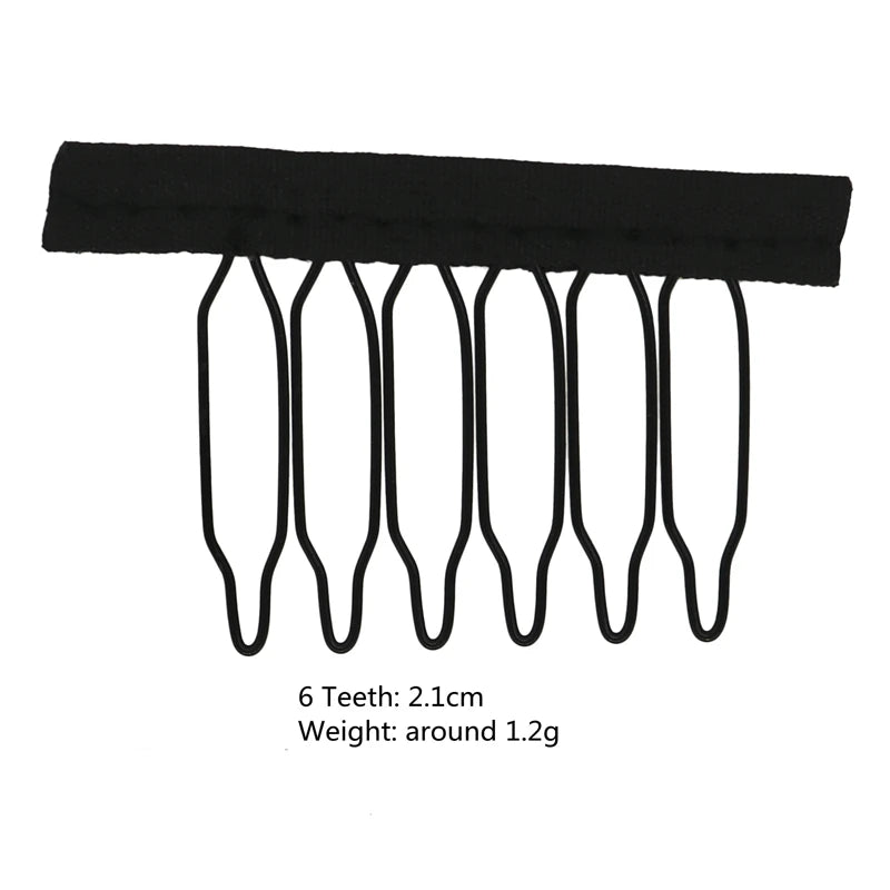 10Pcs Wig Combs To Secure Wig 4-7Teeth Wig Comb Wig Clips With Cloth For Making Wig Caps Steel Material Clips Combs