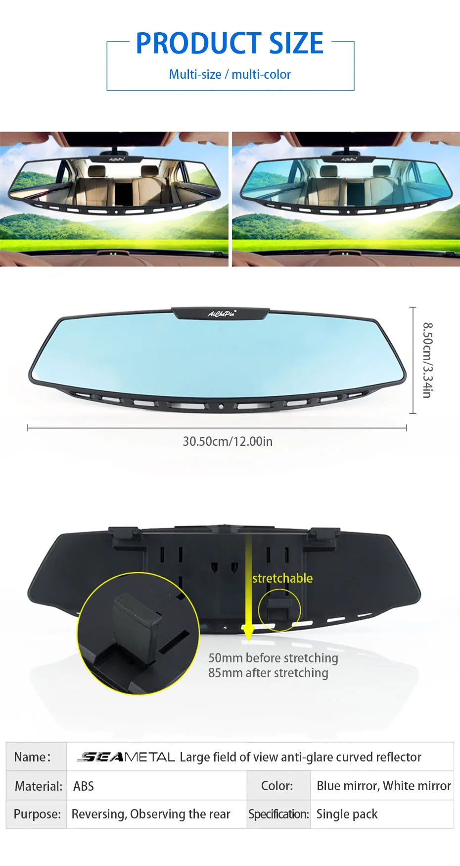 BLALION Car Baby Mirror Rear View Mirror Wide Angle Panoramic Assisting Large Vision Interior Monitor Universal Car Accessories