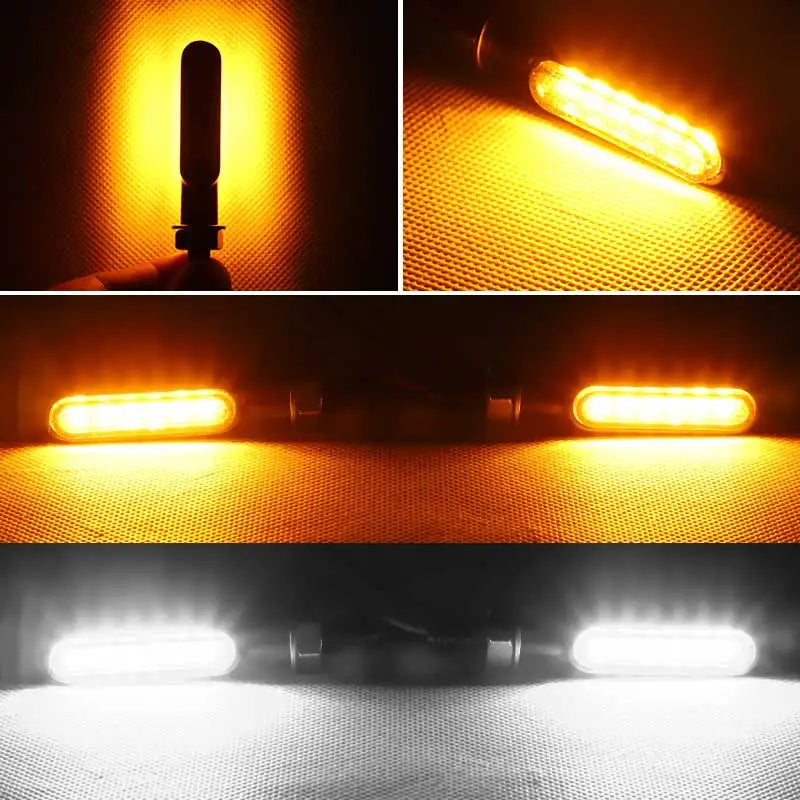 BLALION 2pcs 6 leds Motorcycle Indicators Mini LED Turn Signal Light Flasher Amber Lamp Blinker For Yamaha Kawasaki Cafe Racer